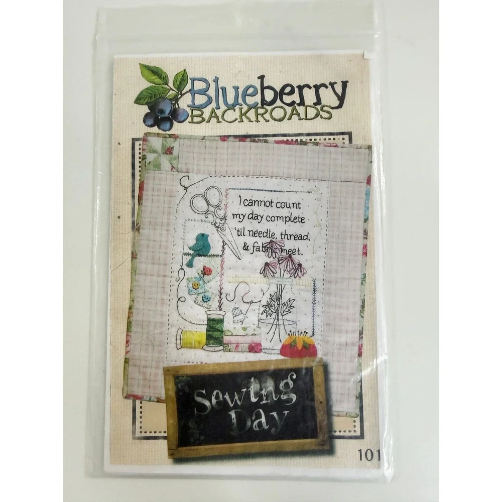 Blueberry Backroads Sewing Day Pattern 101 13x15 White Embroidery Applique DIY